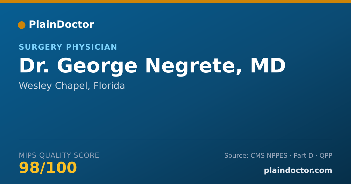 Shareable card for George Negrete, MD - Surgery Physician, Wesley Chapel, FL