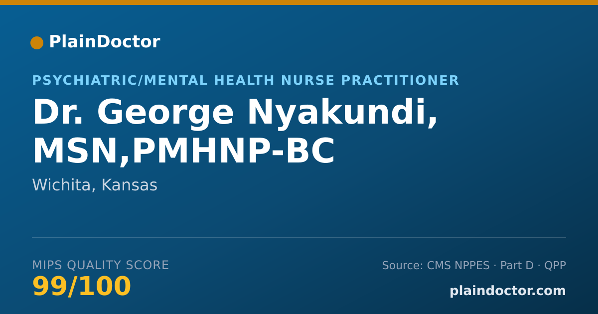 Shareable card for George Nyakundi, MSN,PMHNP-BC - Psychiatric/Mental Health Nurse Practitioner, Wichita, KS