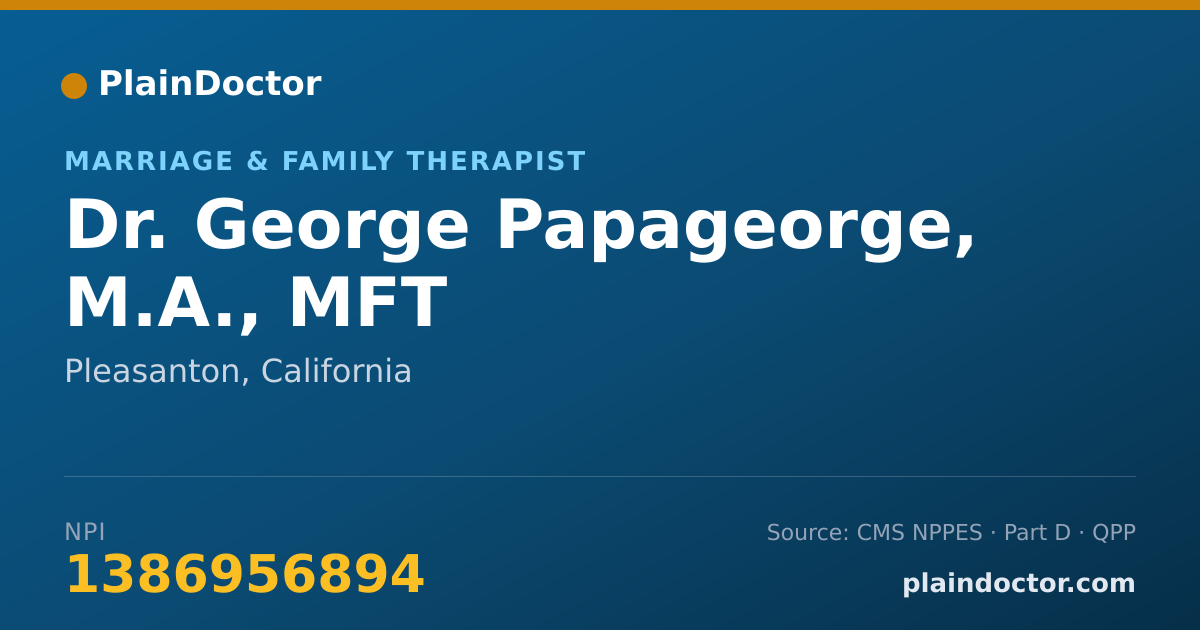 Shareable card for George Papageorge, M.A., MFT - Marriage & Family Therapist, Pleasanton, CA
