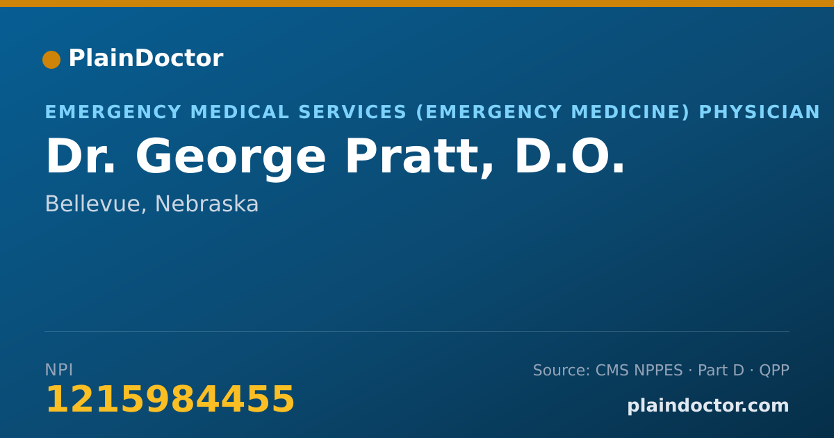 Shareable card for George Pratt, D.O. - Emergency Medical Services (Emergency Medicine) Physician, Bellevue, NE