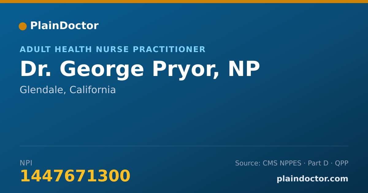 Shareable card for George Pryor, NP - Adult Health Nurse Practitioner, Glendale, CA