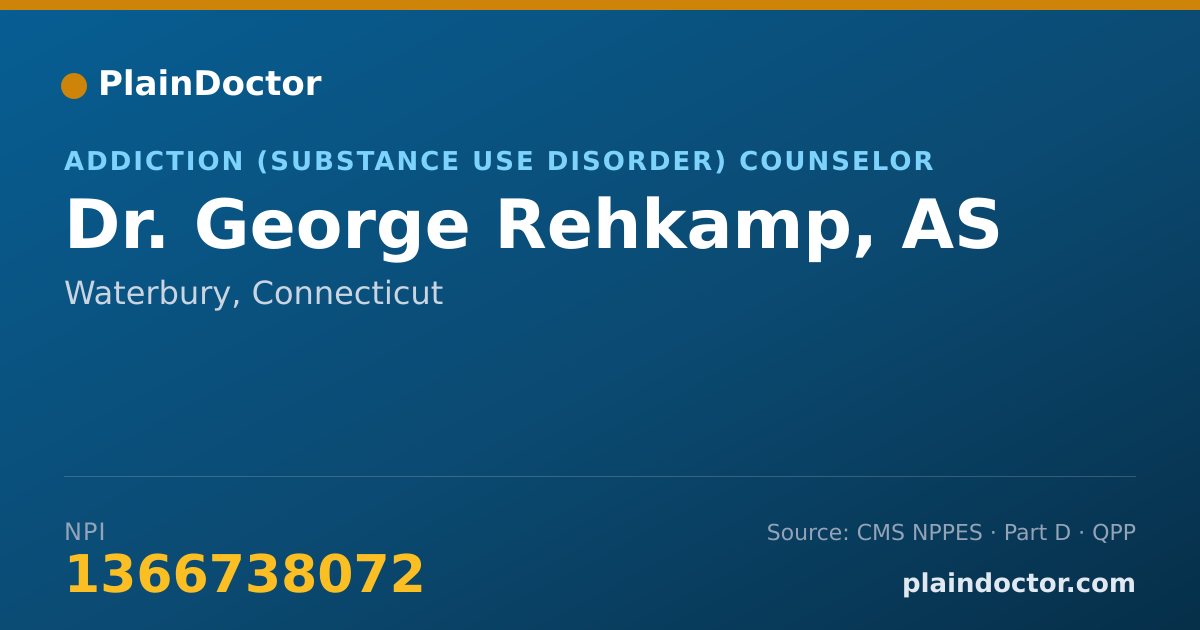 Shareable card for George Rehkamp, AS - Addiction (Substance Use Disorder) Counselor, Waterbury, CT