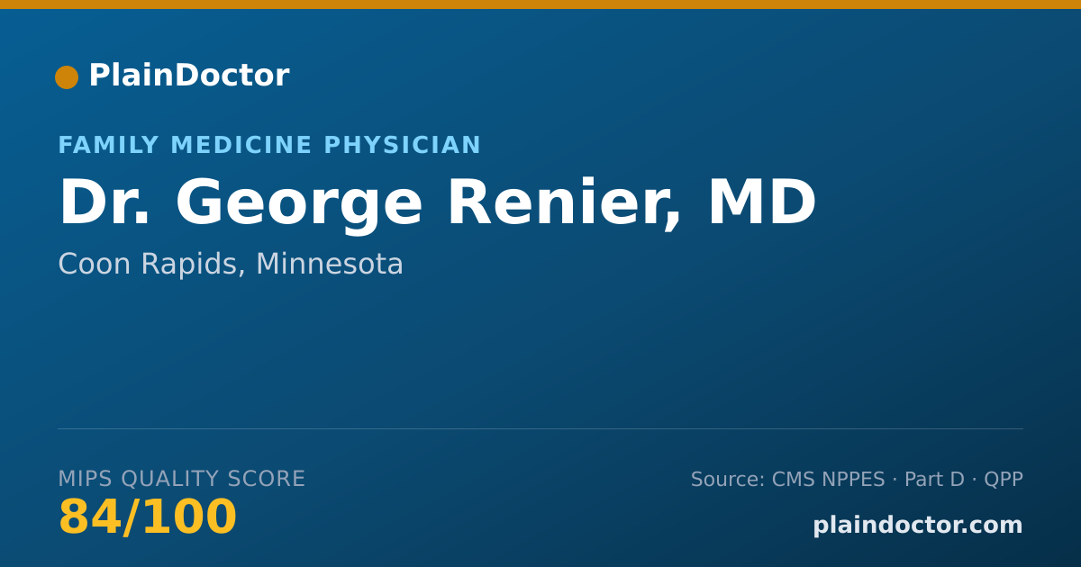 Shareable card for George Renier, MD - Family Medicine Physician, Coon Rapids, MN