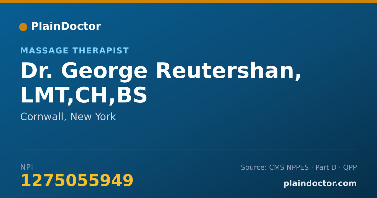 Shareable card for George Reutershan, LMT,CH,BS - Massage Therapist, Cornwall, NY