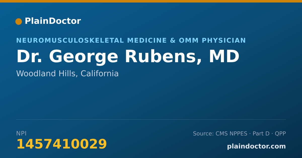 Shareable card for George Rubens, MD - Neuromusculoskeletal Medicine & OMM Physician, Woodland Hills, CA