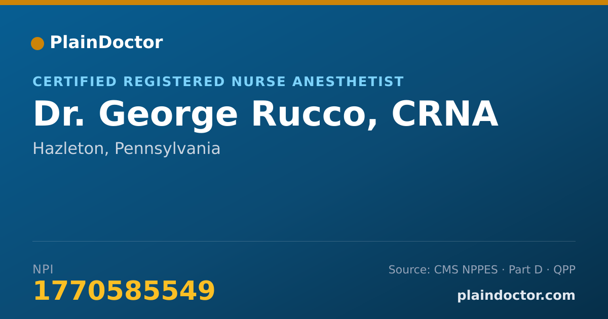 Shareable card for George Rucco, CRNA - Certified Registered Nurse Anesthetist, Hazleton, PA