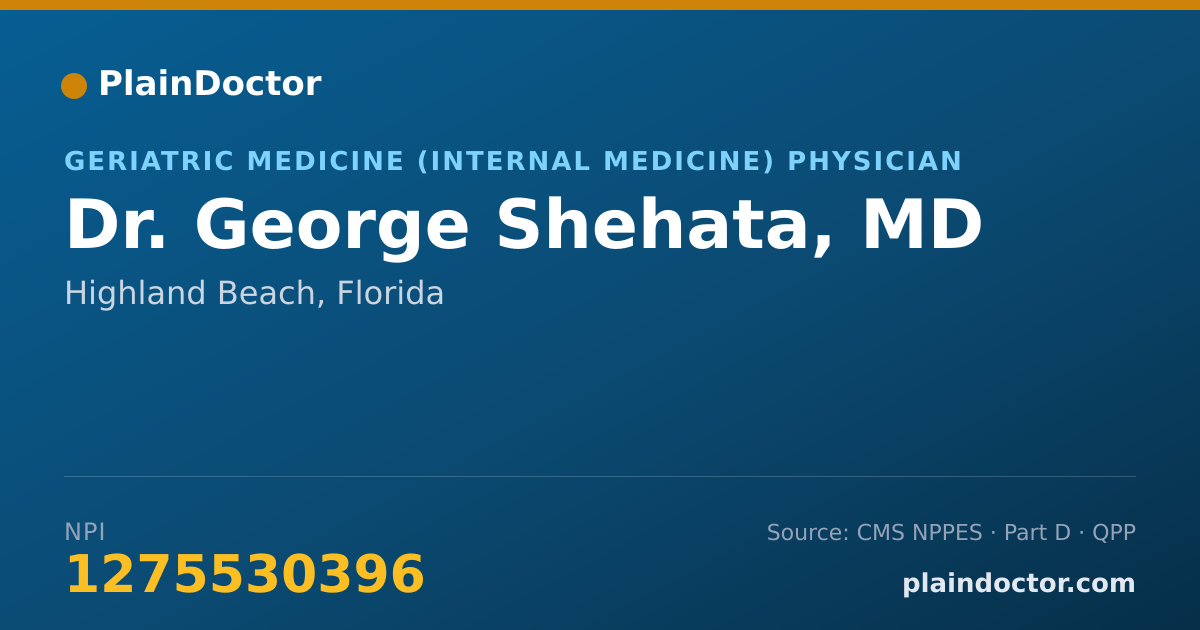 Shareable card for George Shehata, MD - Geriatric Medicine (Internal Medicine) Physician, Highland Beach, FL