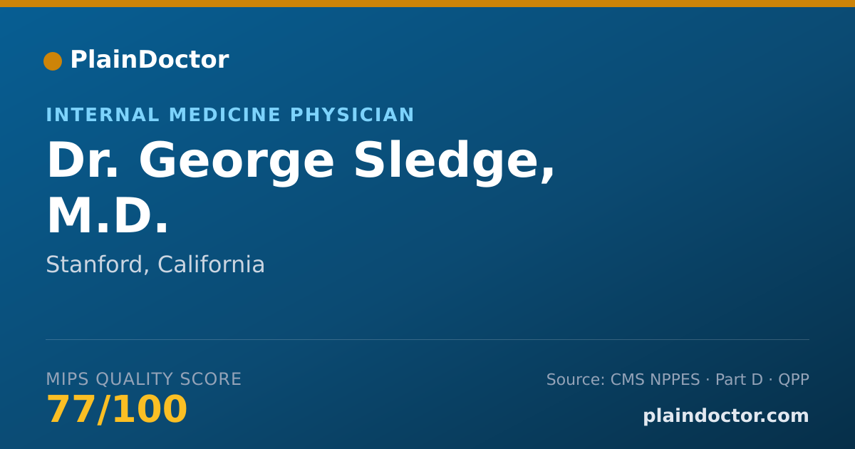 Shareable card for George Sledge, M.D. - Internal Medicine Physician, Stanford, CA