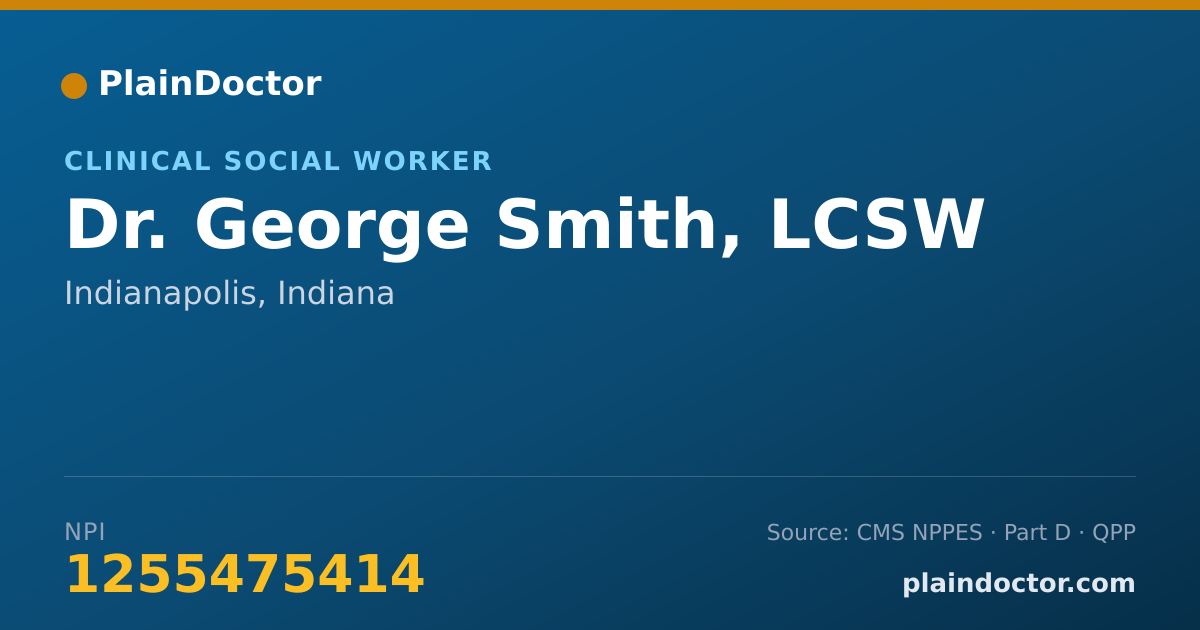 Shareable card for George Smith, LCSW - Clinical Social Worker, Indianapolis, IN
