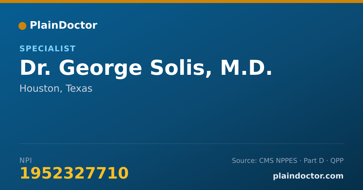 Shareable card for George Solis, M.D. - Specialist, Houston, TX