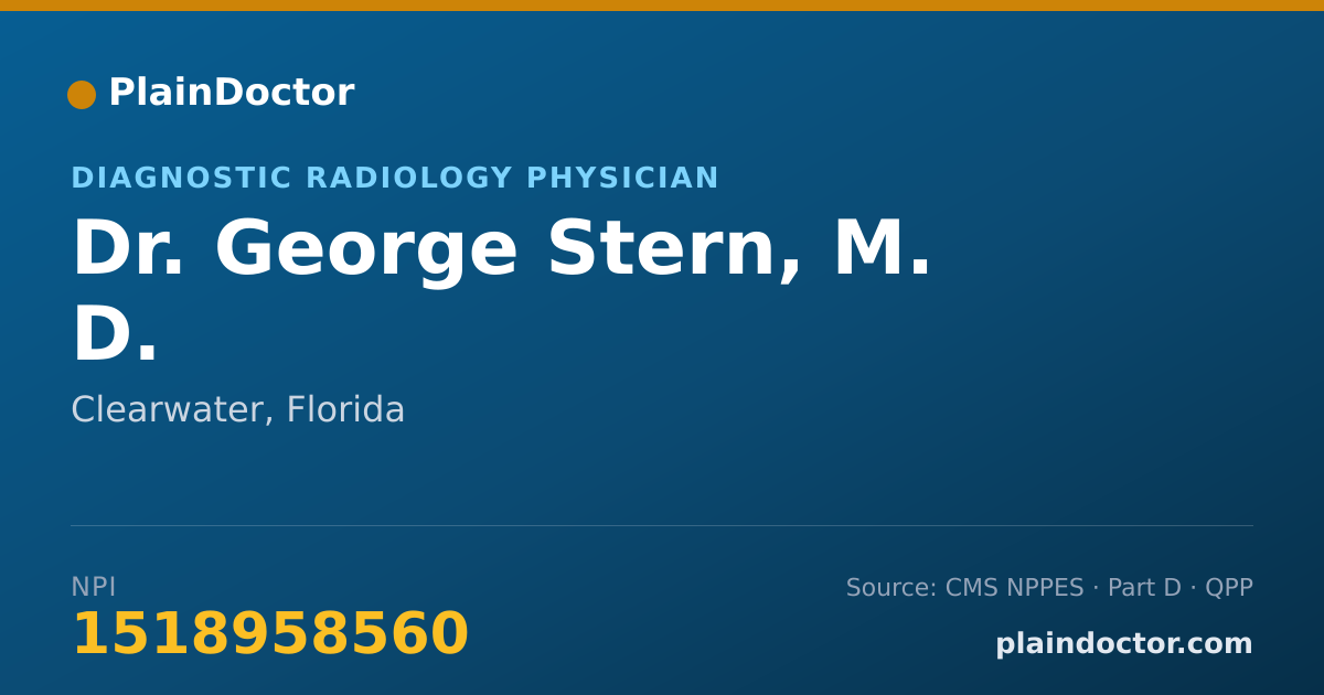 Shareable card for George Stern, M. D. - Diagnostic Radiology Physician, Clearwater, FL