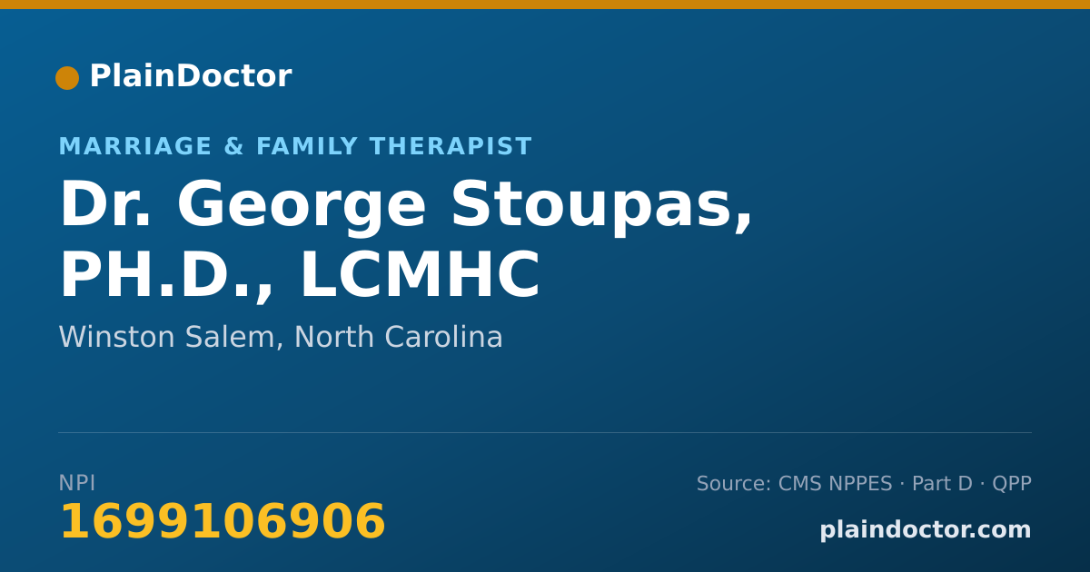 Shareable card for George Stoupas, PH.D., LCMHC - Marriage & Family Therapist, Winston Salem, NC