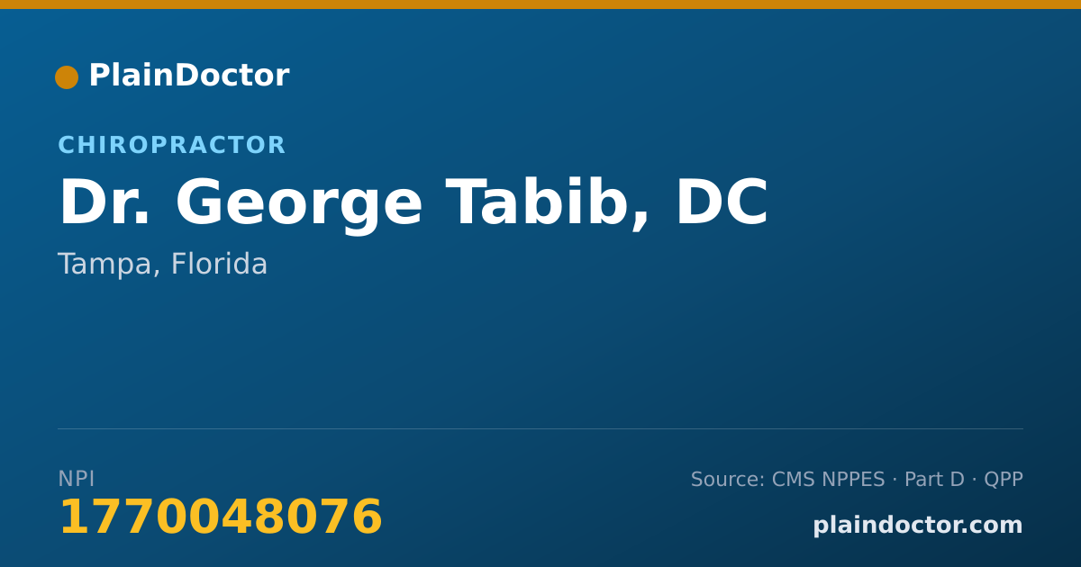 Shareable card for George Tabib, DC - Chiropractor, Tampa, FL