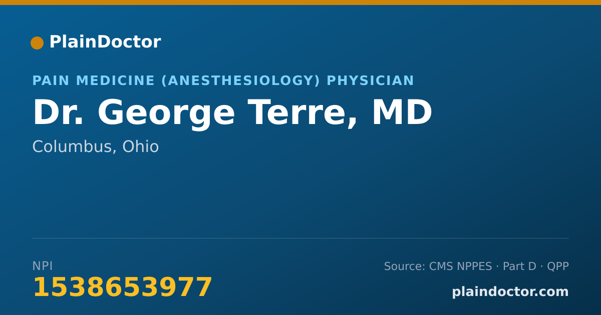 Shareable card for George Terre, MD - Pain Medicine (Anesthesiology) Physician, Columbus, OH