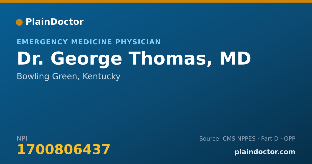 Shareable card for George Thomas, MD - Emergency Medicine Physician, Bowling Green, KY