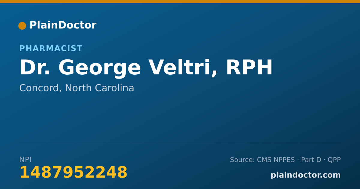Shareable card for George Veltri, RPH - Pharmacist, Concord, NC