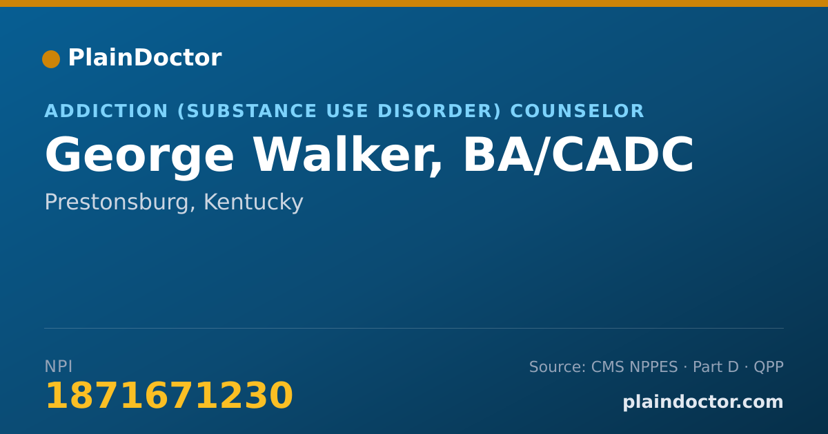 Shareable card for George Walker, BA/CADC - Addiction (Substance Use Disorder) Counselor, Prestonsburg, KY