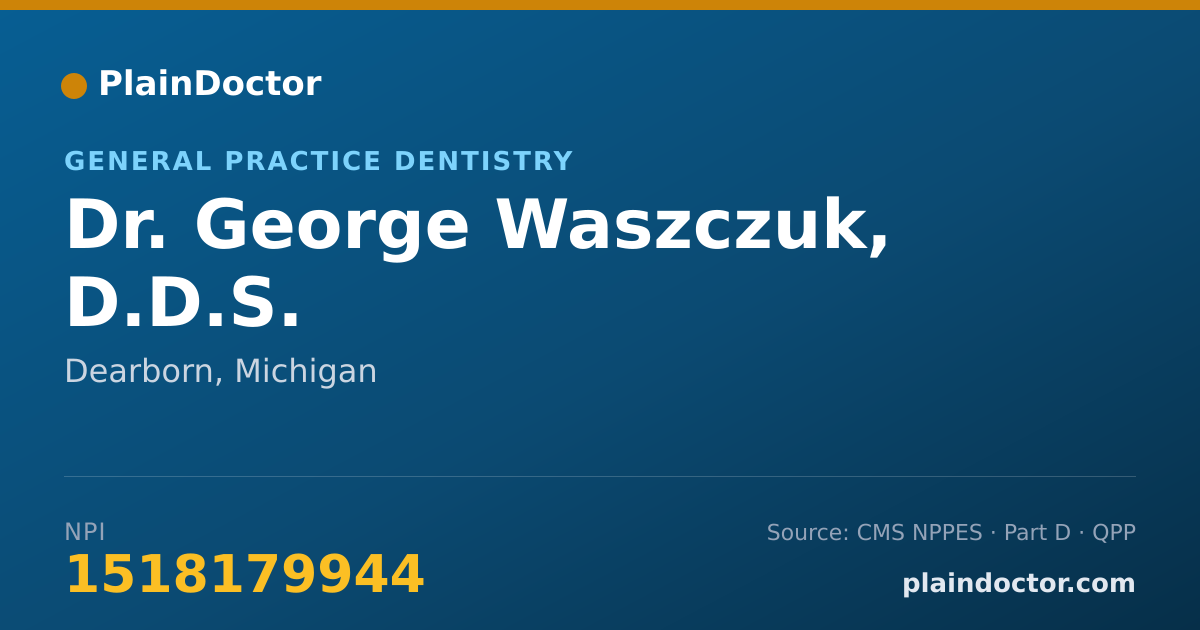 Shareable card for George Waszczuk, D.D.S. - General Practice Dentistry, Dearborn, MI