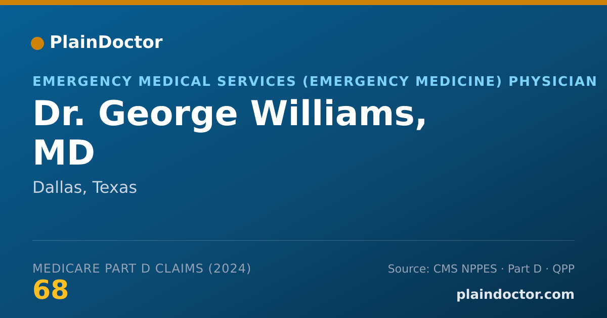 Shareable card for George Williams, MD - Emergency Medical Services (Emergency Medicine) Physician, Dallas, TX