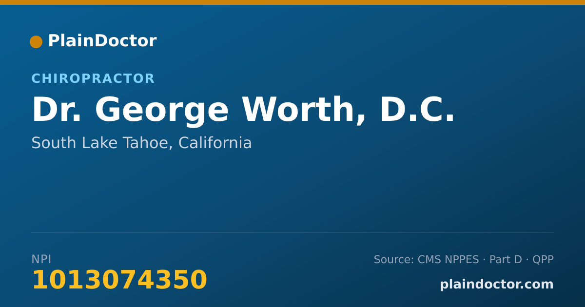Shareable card for George Worth, D.C. - Chiropractor, South Lake Tahoe, CA
