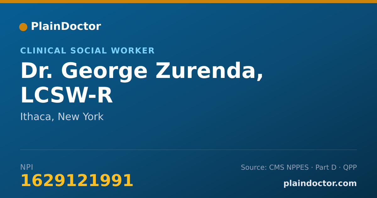 Shareable card for George Zurenda, LCSW-R - Clinical Social Worker, Ithaca, NY