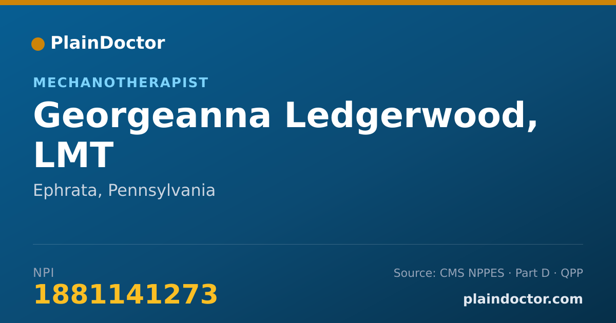 Shareable card for Georgeanna Ledgerwood, LMT - Mechanotherapist, Ephrata, PA