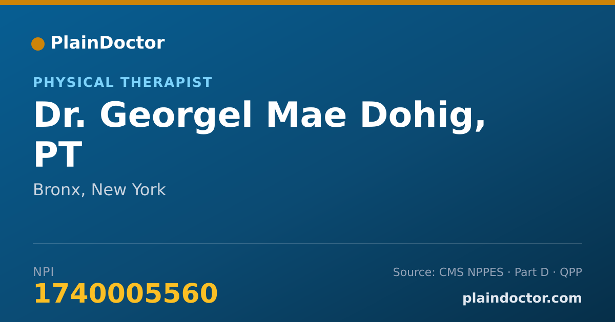 Shareable card for Georgel Mae Dohig, PT - Physical Therapist, Bronx, NY