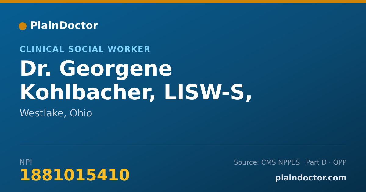 Shareable card for Georgene Kohlbacher, LISW-S, CEAP,C-SWHC - Clinical Social Worker, Westlake, OH