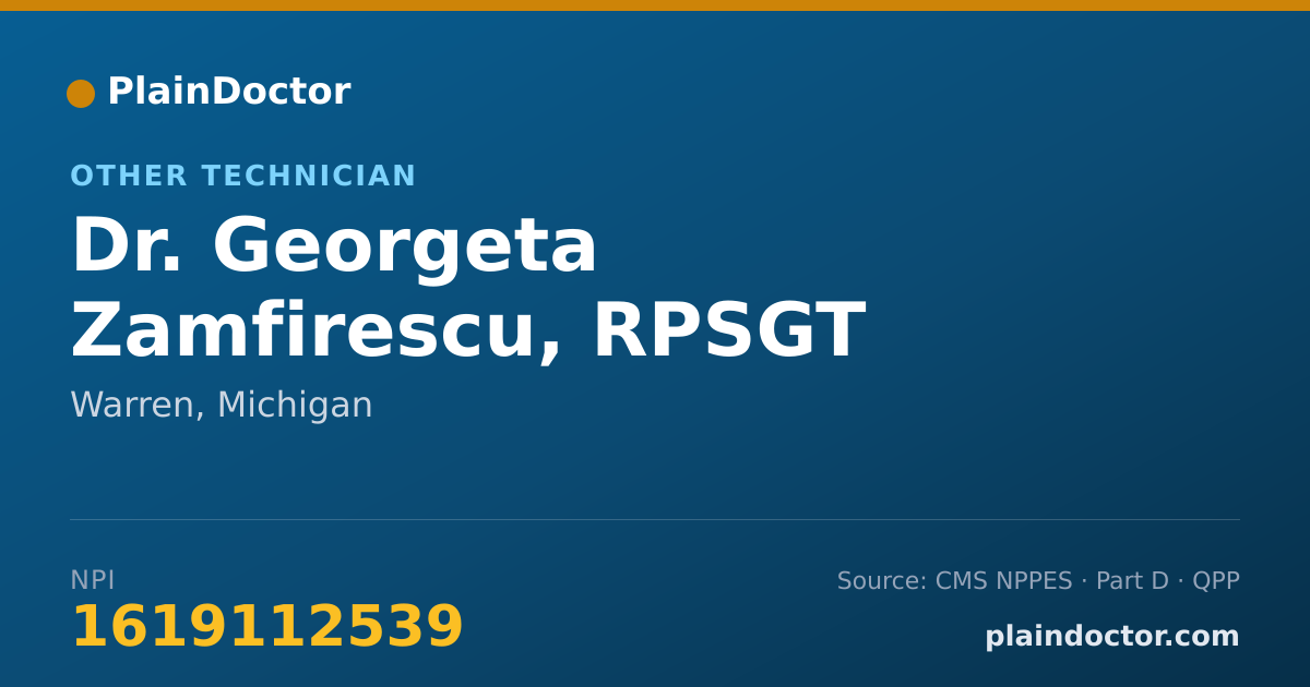 Shareable card for Georgeta Zamfirescu, RPSGT - Other Technician, Warren, MI