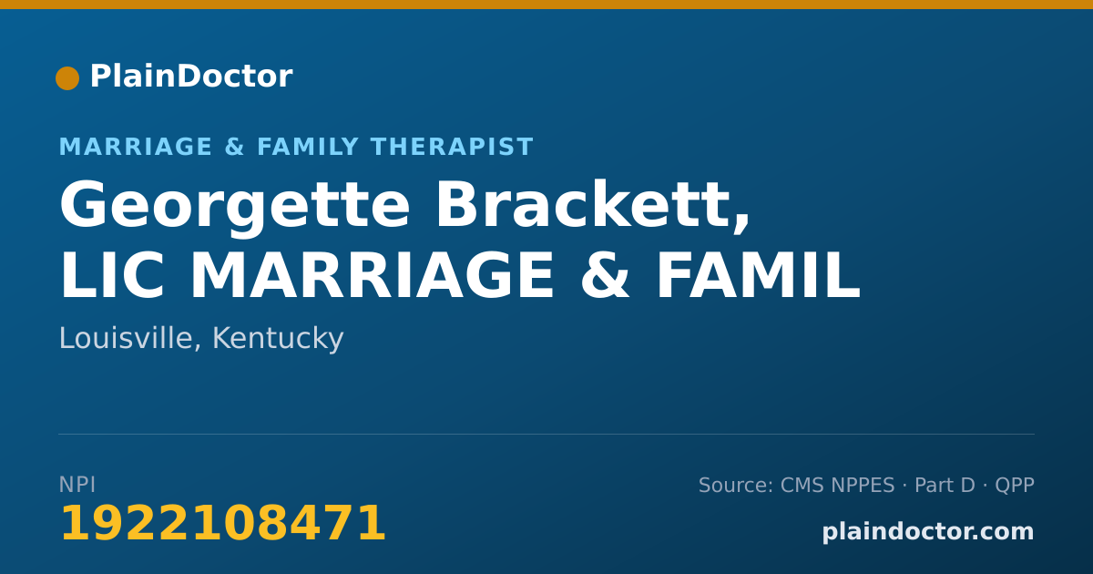 Shareable card for Georgette Brackett, LIC MARRIAGE & FAMIL - Marriage & Family Therapist, Louisville, KY