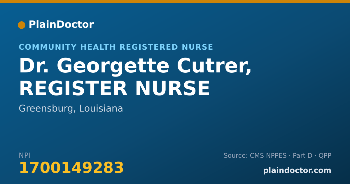 Shareable card for Georgette Cutrer, REGISTER NURSE - Community Health Registered Nurse, Greensburg, LA