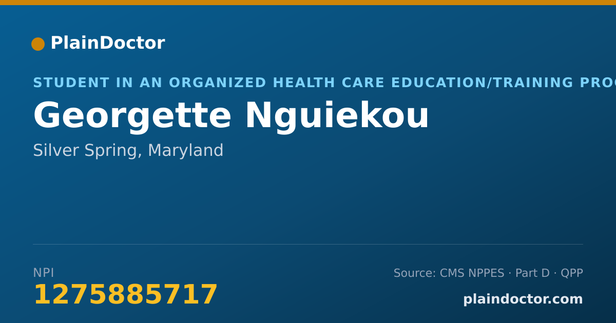 Shareable card for Georgette Nguiekou - Student in an Organized Health Care Education/Training Program, Silver Spring, MD