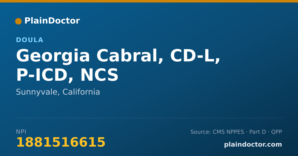 Shareable card for Georgia Cabral, CD-L, P-ICD, NCS - Doula, Sunnyvale, CA