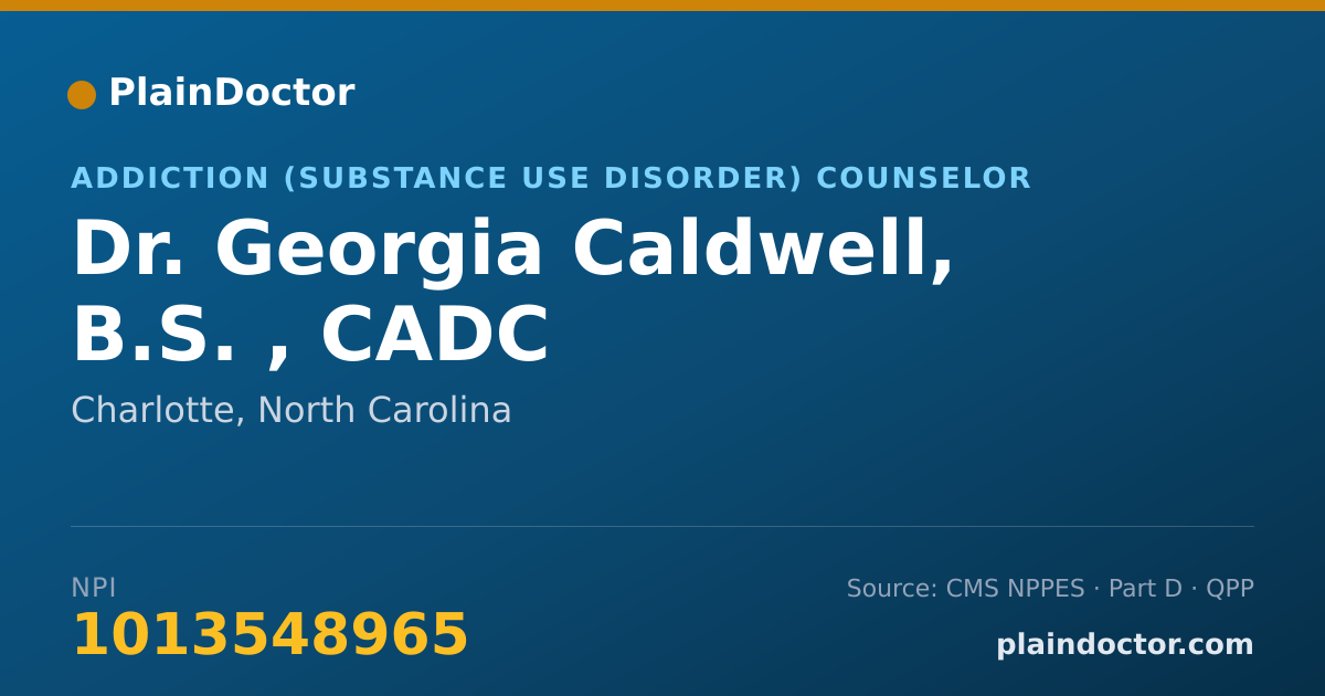 Shareable card for Georgia Caldwell, B.S. , CADC - Addiction (Substance Use Disorder) Counselor, Charlotte, NC
