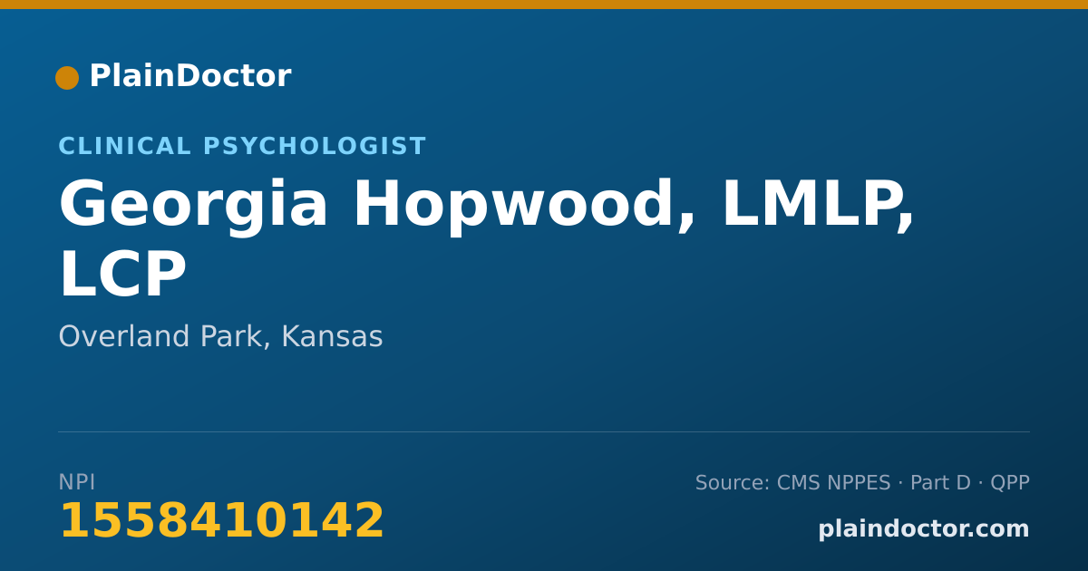 Shareable card for Georgia Hopwood, LMLP, LCP - Clinical Psychologist, Overland Park, KS