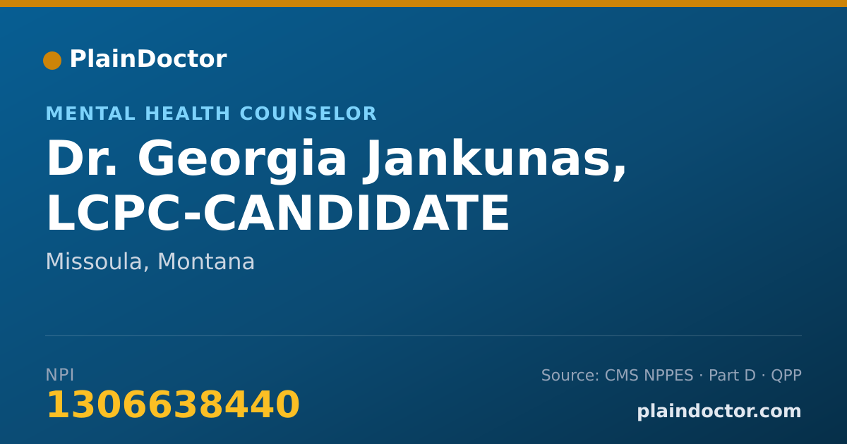 Shareable card for Georgia Jankunas, LCPC-CANDIDATE - Mental Health Counselor, Missoula, MT