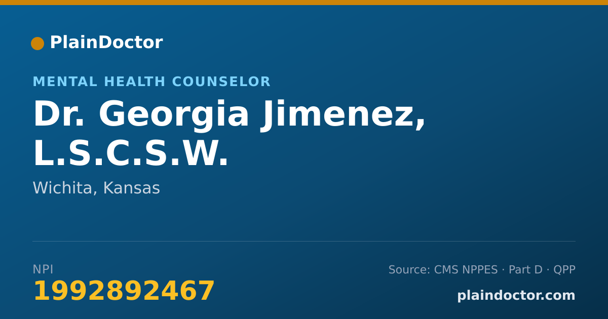 Shareable card for Georgia Jimenez, L.S.C.S.W. - Mental Health Counselor, Wichita, KS