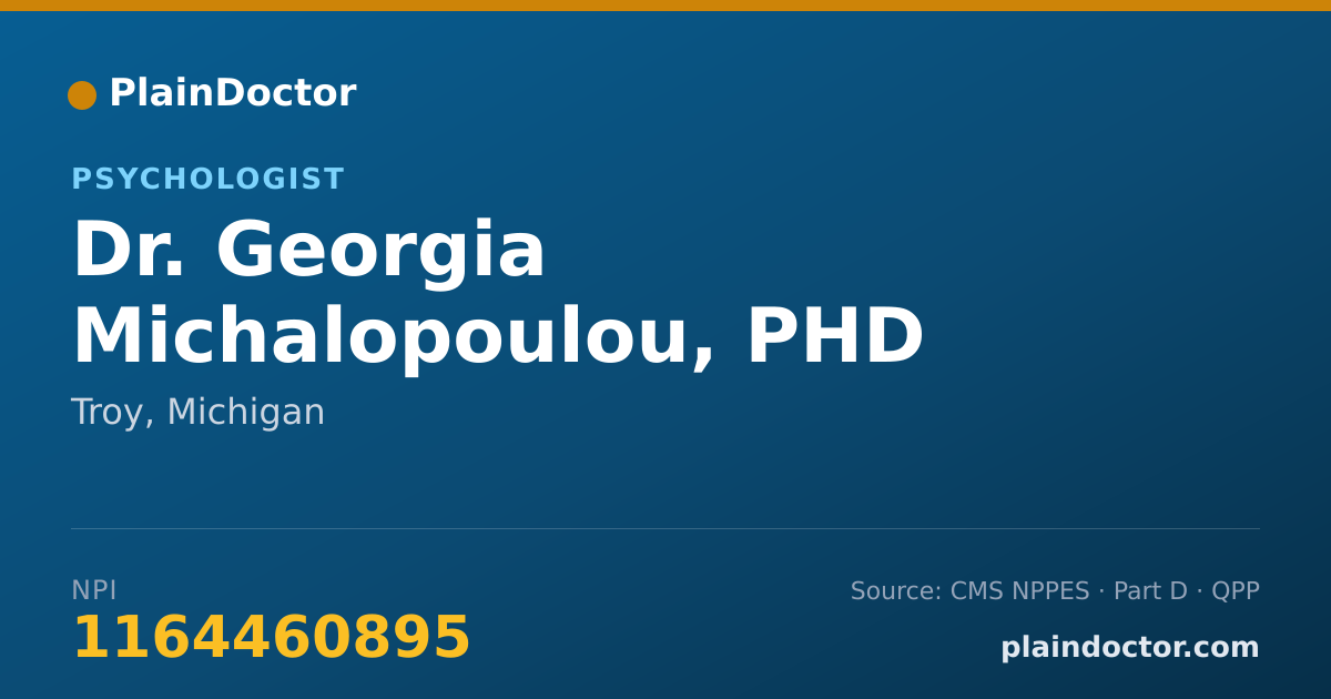 Shareable card for Georgia Michalopoulou, PHD - Psychologist, Troy, MI