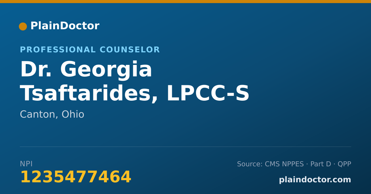 Shareable card for Georgia Tsaftarides, LPCC-S - Professional Counselor, Canton, OH
