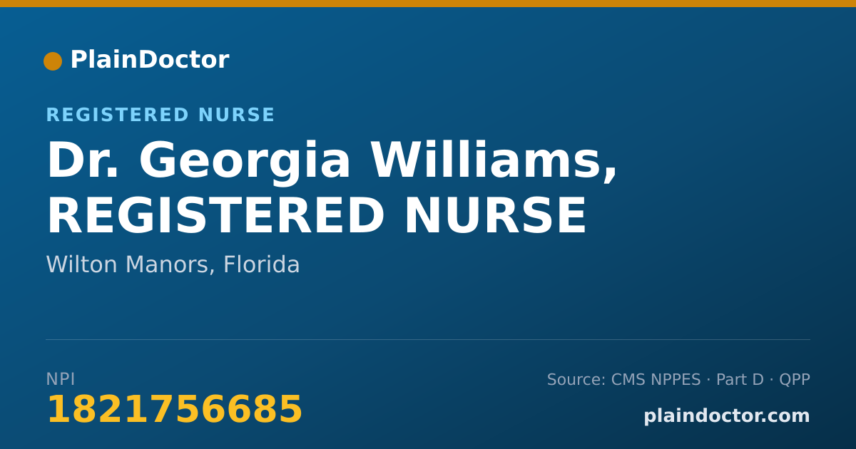 Shareable card for Georgia Williams, REGISTERED NURSE - Registered Nurse, Wilton Manors, FL