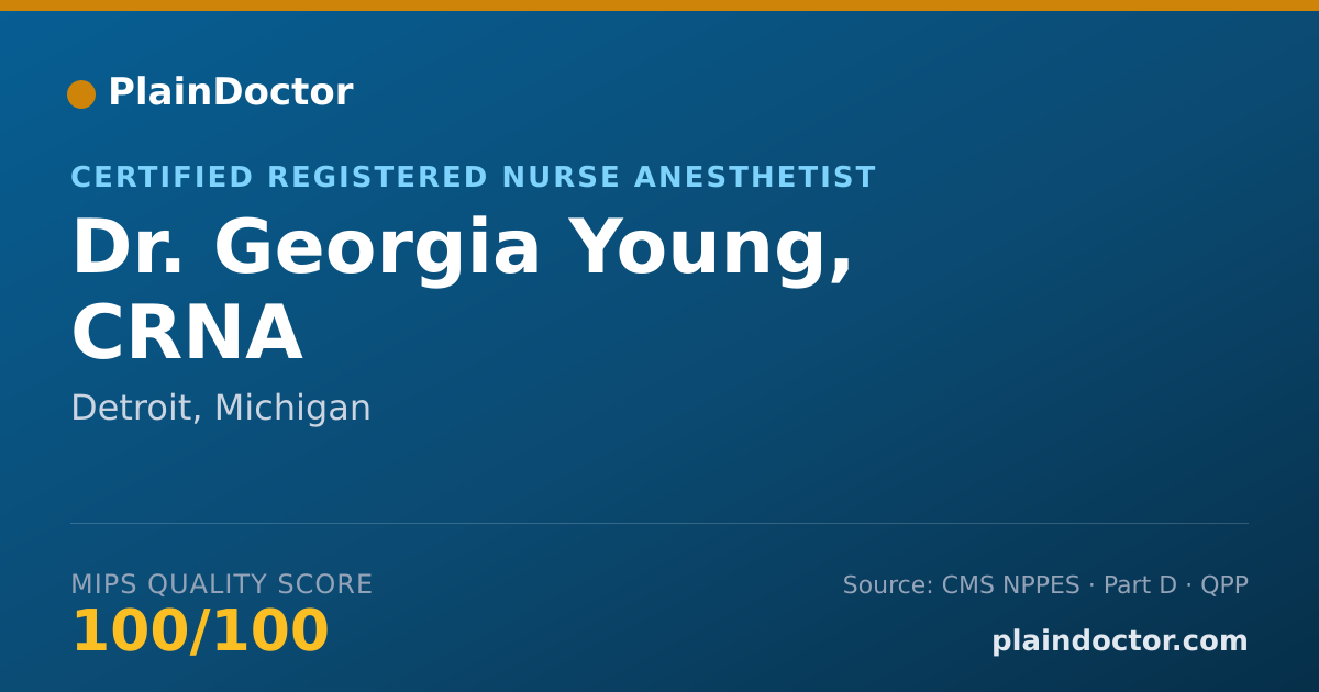 Shareable card for Georgia Young, CRNA - Certified Registered Nurse Anesthetist, Detroit, MI
