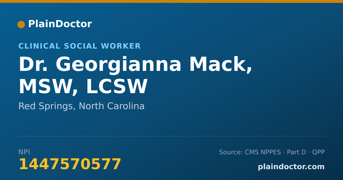 Shareable card for Georgianna Mack, MSW, LCSW - Clinical Social Worker, Red Springs, NC