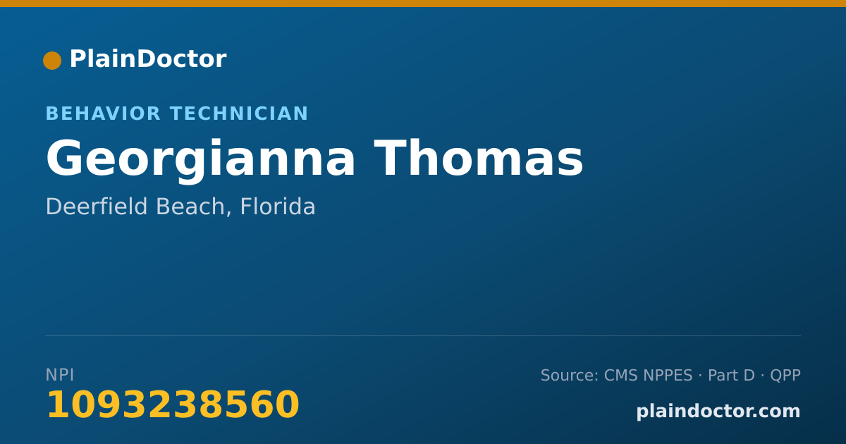 Shareable card for Georgianna Thomas - Behavior Technician, Deerfield Beach, FL