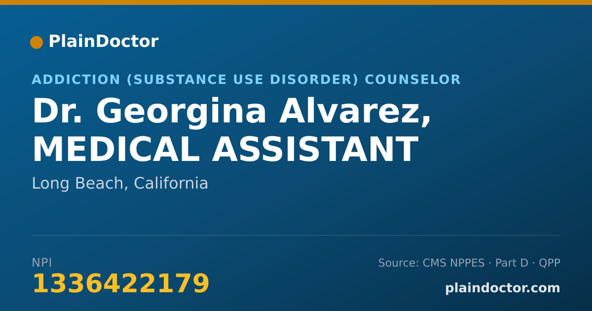 Shareable card for Georgina Alvarez, MEDICAL ASSISTANT - Addiction (Substance Use Disorder) Counselor, Long Beach, CA