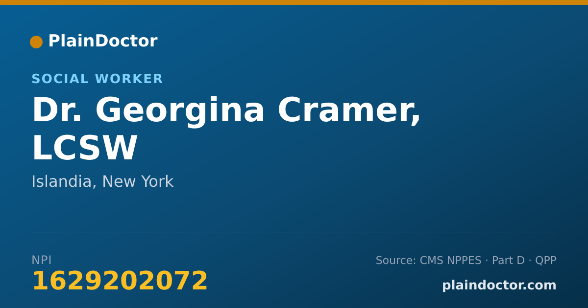 Shareable card for Georgina Cramer, LCSW - Social Worker, Islandia, NY