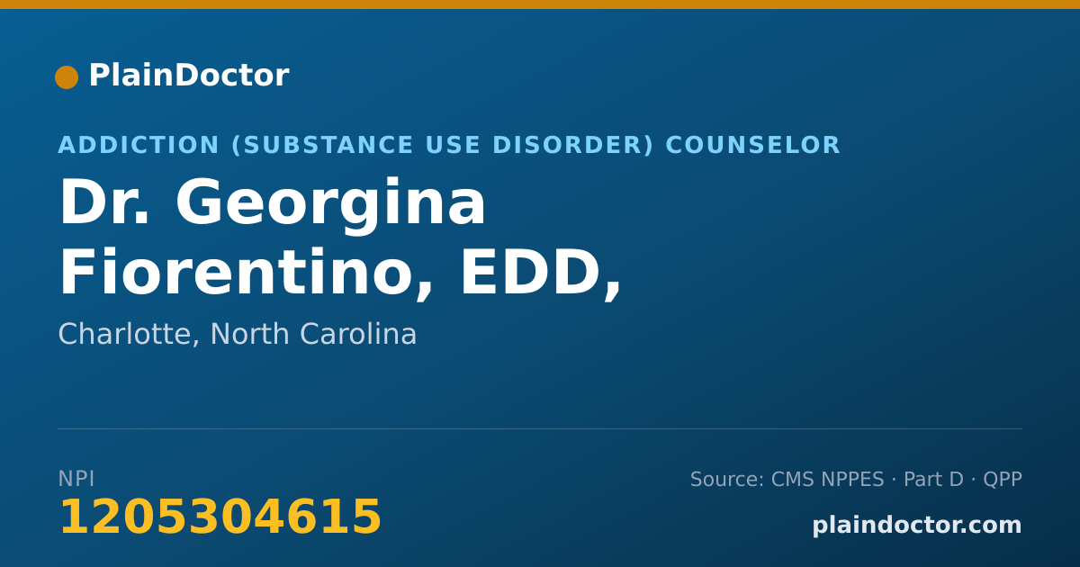 Shareable card for Georgina Fiorentino, EDD, LCASA, BT - Addiction (Substance Use Disorder) Counselor, Charlotte, NC