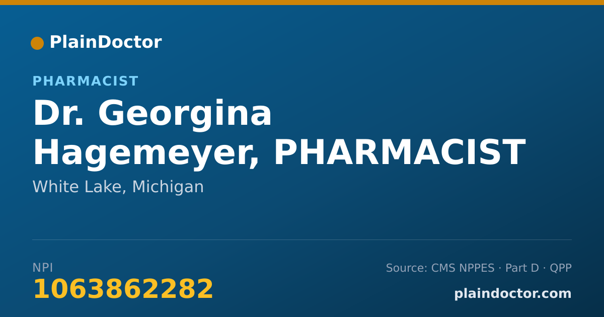 Shareable card for Georgina Hagemeyer, PHARMACIST - Pharmacist, White Lake, MI