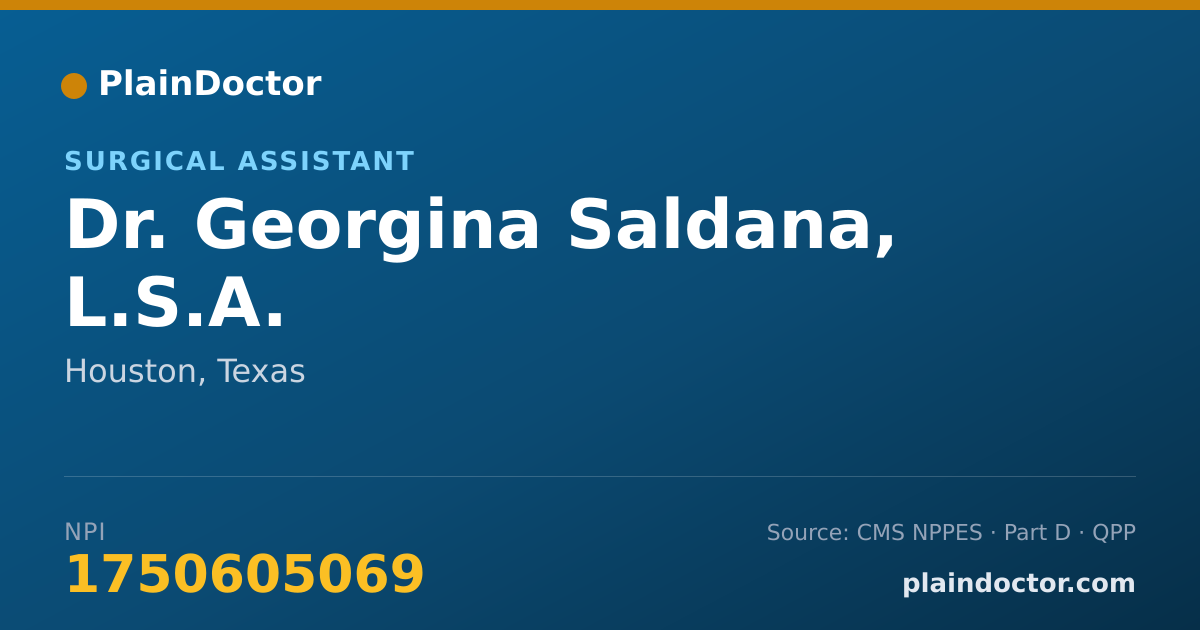 Shareable card for Georgina Saldana, L.S.A. - Surgical Assistant, Houston, TX