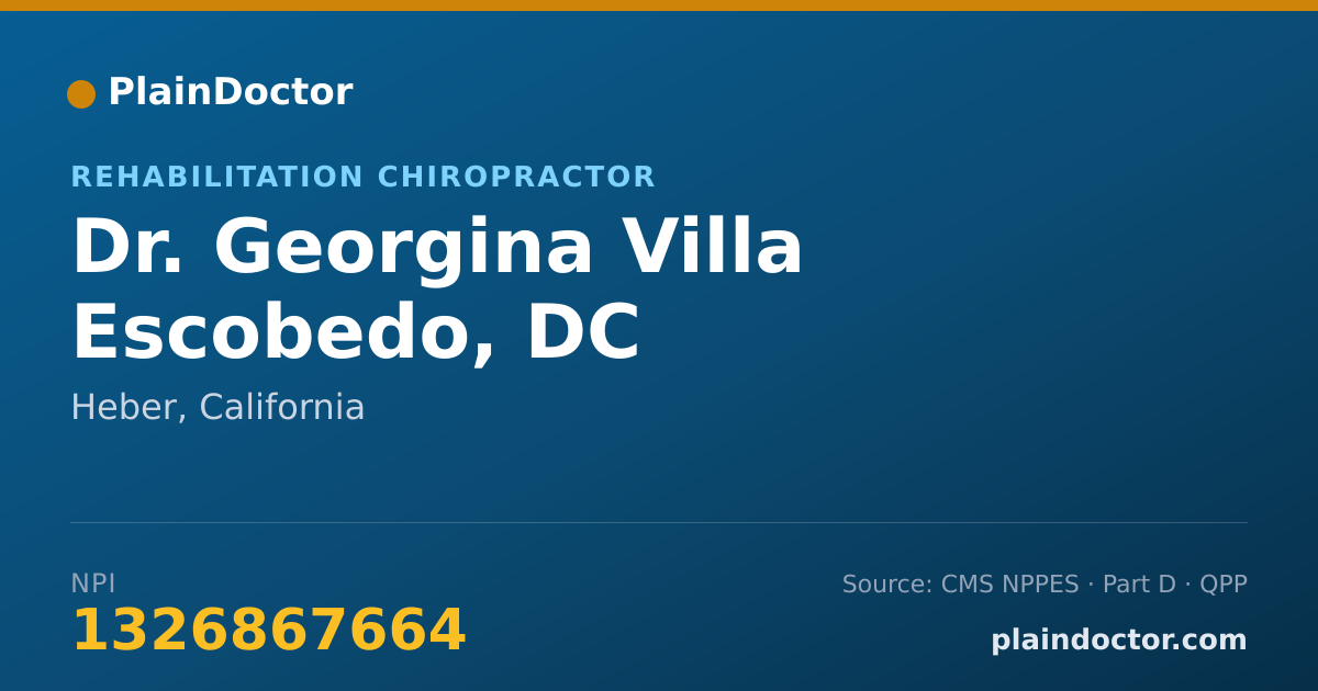 Shareable card for Georgina Villa Escobedo, DC - Rehabilitation Chiropractor, Heber, CA