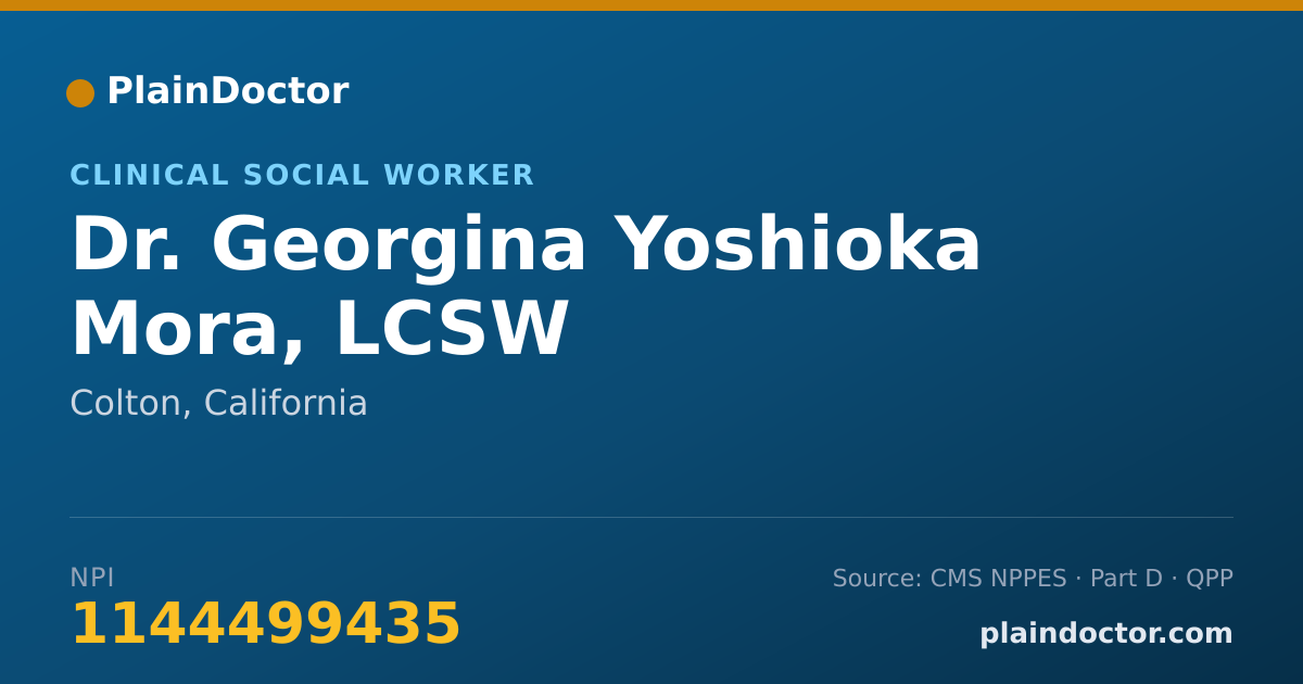 Shareable card for Georgina Yoshioka Mora, LCSW - Clinical Social Worker, Colton, CA